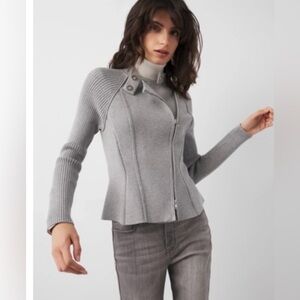 WHBM Gray Moto Sweater Jacket